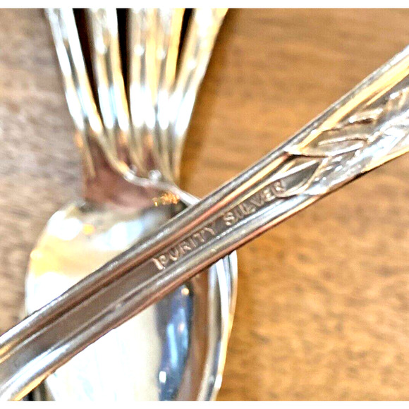 Purity Silverplate Tablespoon Serving Spoon set (6) Orchids Floral Art Nouveau - Picture 5 of 10